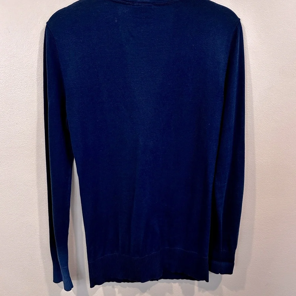 Tory‎ Burch Luxury Designer Navy Blue Signature Buttons Cardigan S